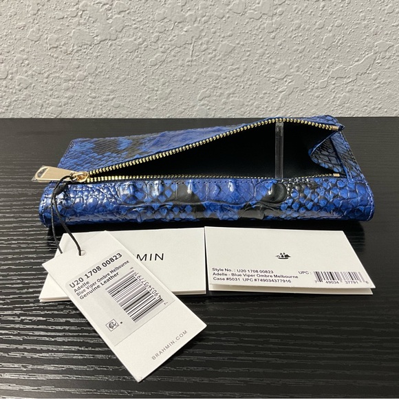 Brahmin Adelle Slim Wallet BLUE VIPER OMBRÉ MELBOURNE Leather RARE HTF - Picture 7 of 7